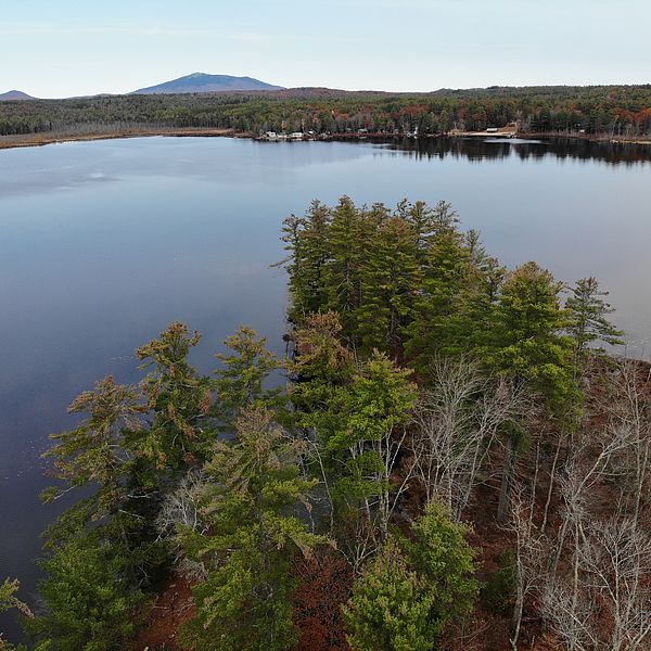 Aerial view of Sip Pond peninsula and Mount Monadnock on the horizon