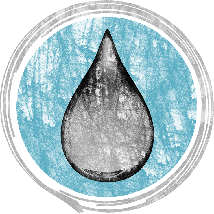 Stylized illustration of a water drop