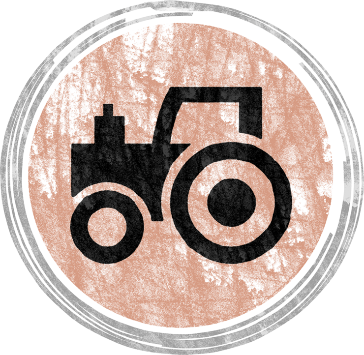 Stylized illustration of a farm tractor