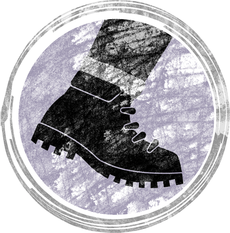 Stylized illustration of a hiking boot