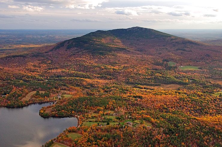 Aerial view of Mt. Monadnock in autumn
