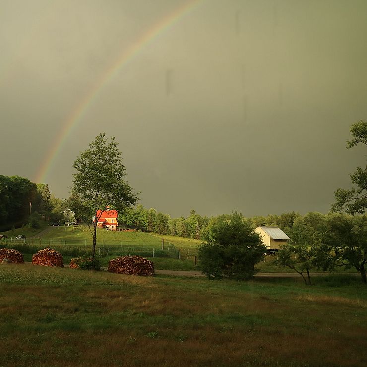A rainbow appears over Kroka Headquarters